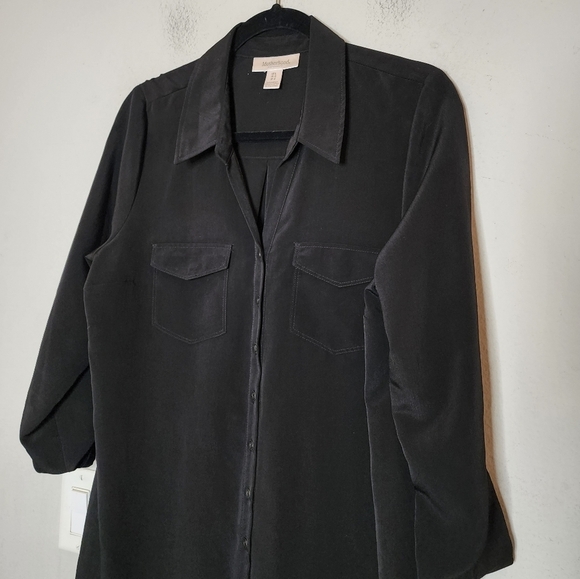 Motherhood maternity black roll tab button front shirt dress.  Size large. - Picture 11 of 16